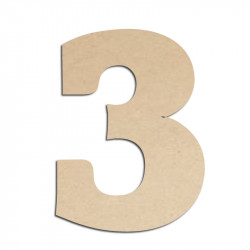 Chiffre en bois à peindre 3 détente