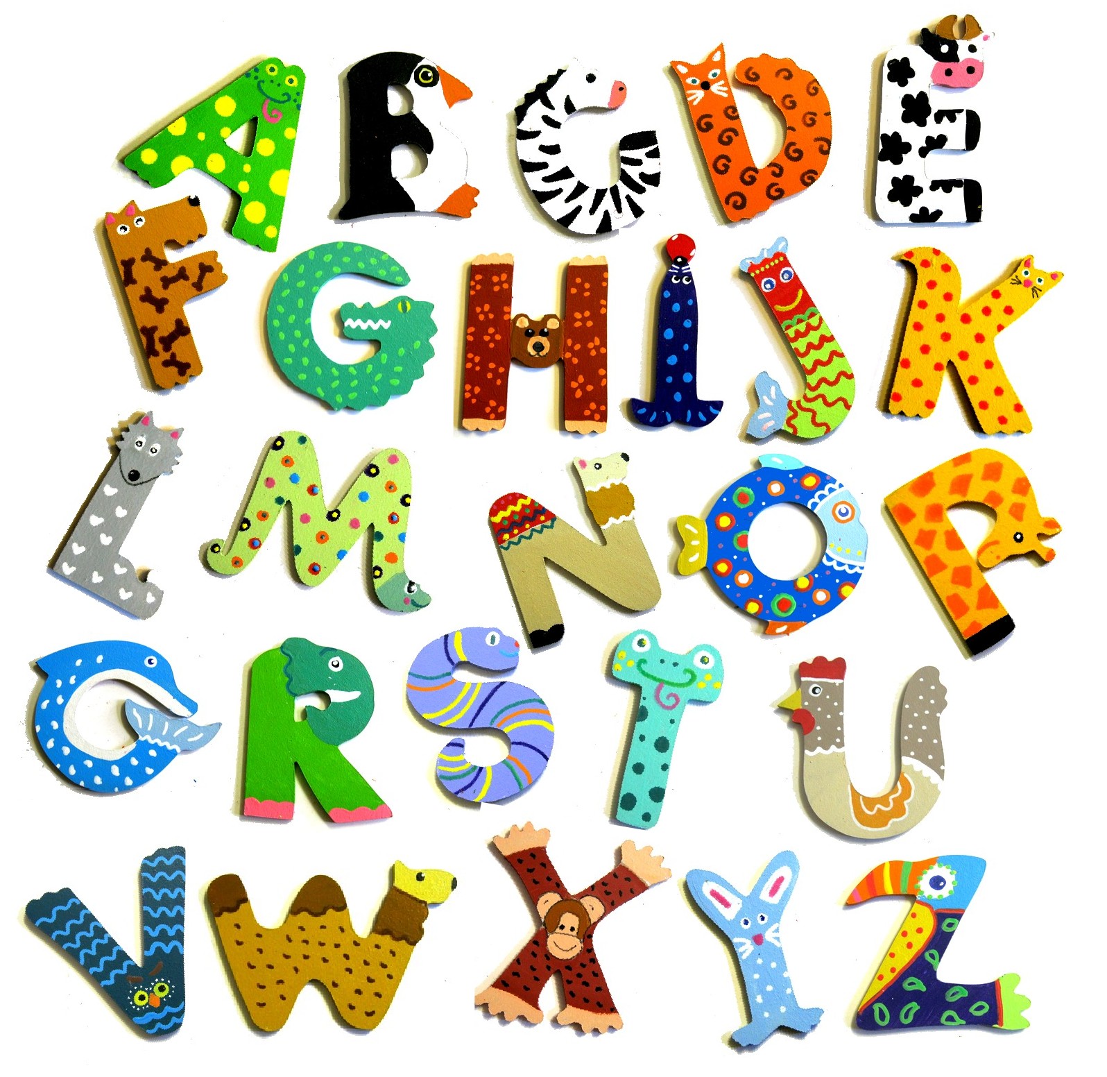 Alphabet animaux rigolos en bois