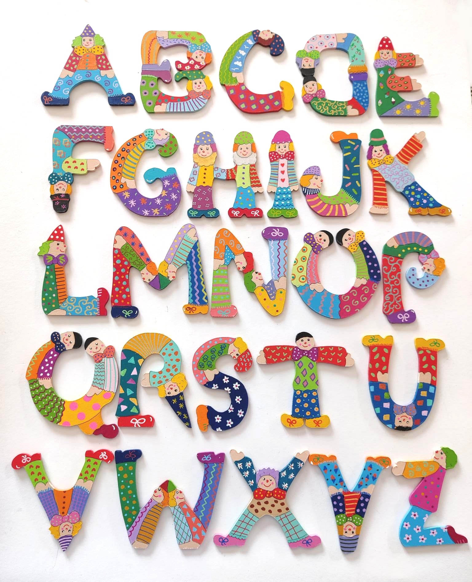 Alphabet lettres clowns en bois