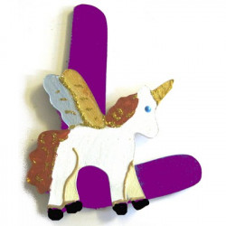 Lettre en bois L comme licorne