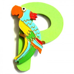 Lettre en bois P comme perroquet