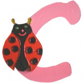 Lettre en bois C comme coccinelle