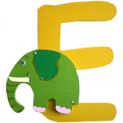 Lettre en bois E comme éléphant