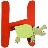 Lettre en bois H comme hippopotame