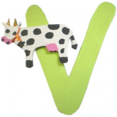 Lettre en bois V comme vache