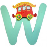 Lettre en bois W comme wagon